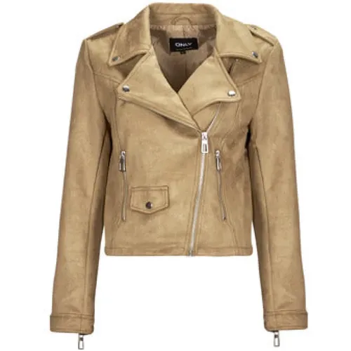 Faux Suede Biker Jacket , Damen, Größe: XS - Only - Modalova