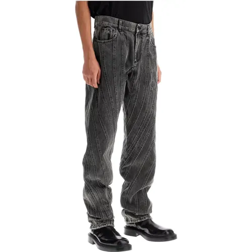 Spiral Baggy Denim Jeans , male, Sizes: W32, W33, W31, W30 - Mugler - Modalova