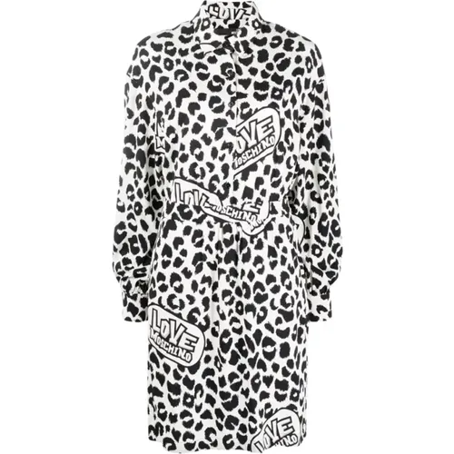 Leopardenmuster Kleid , Damen, Größe: XL - Love Moschino - Modalova