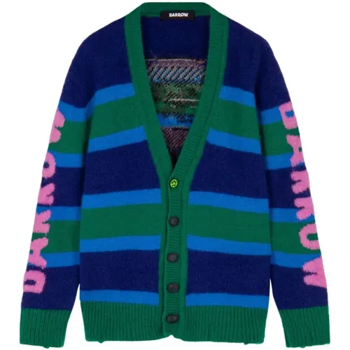 Green Mohair Cardigan with Teddy Bear , male, Sizes: M, XS - Barrow - Modalova