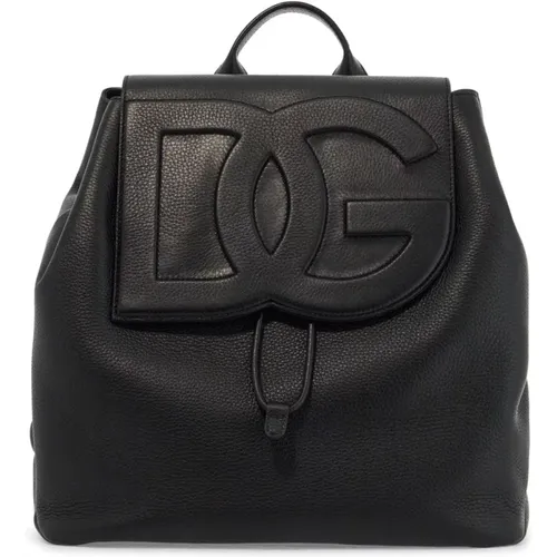 Deer Leather Backpack with 3D Logo , male, Sizes: ONE SIZE - Dolce & Gabbana - Modalova