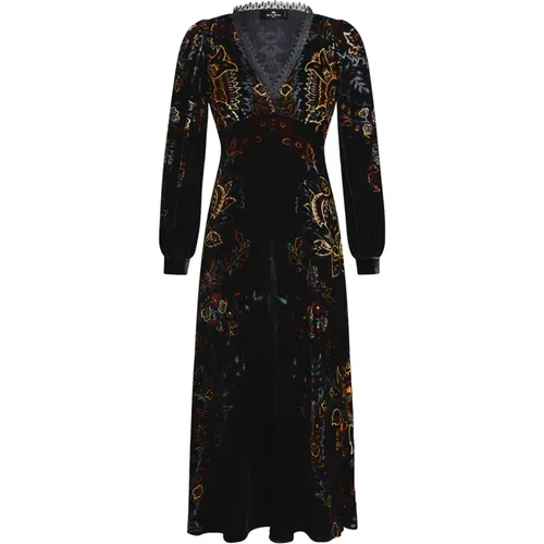 Black Floral Paisley Velvet Dress , female, Sizes: L, M - ETRO - Modalova