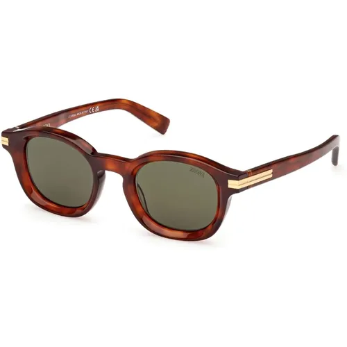 Dark Havana Beige Sunglasses , unisex, Sizes: 47 MM - Ermenegildo Zegna - Modalova