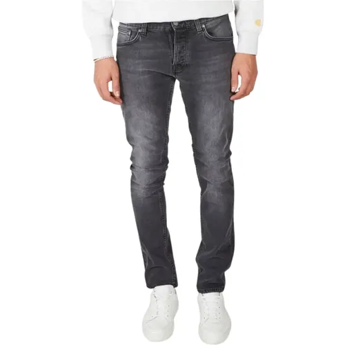 Slim-Fit Holzkohle-Denim-Jeans , Herren, Größe: W29 - Nudie Jeans - Modalova