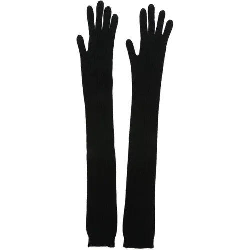 Cashmere and Wool Ribbed Extra-Long Gloves , female, Sizes: ONE SIZE - alberta ferretti - Modalova