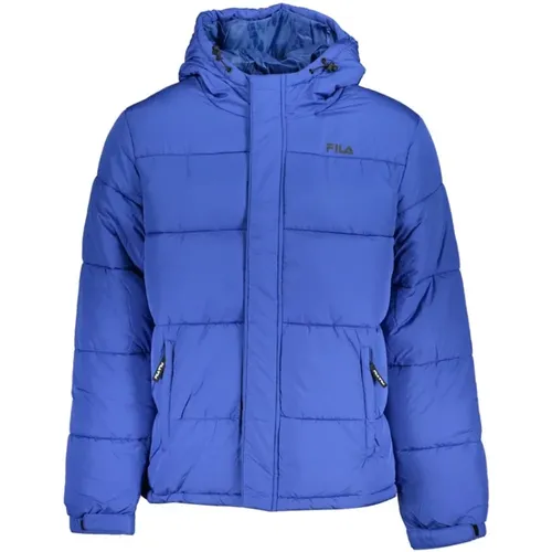 Blaue Kapuzenjacke mit schlichtem Druck - Fila - Modalova