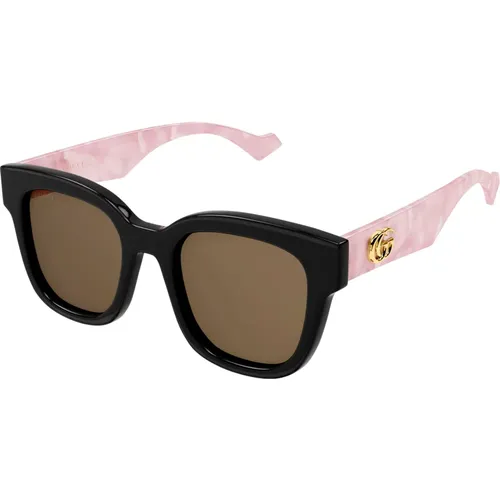 Schwarze Pink/Braune Sonnenbrille , Damen, Größe: 52 MM - Gucci - Modalova