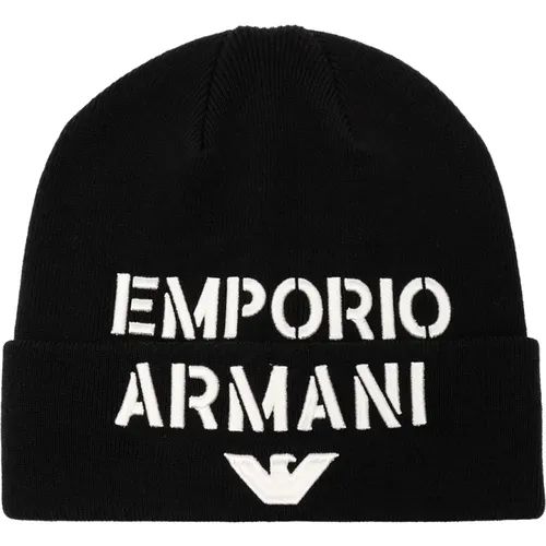 Beanie with logo , male, Sizes: L - Emporio Armani - Modalova