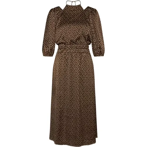 Acaciabbadria Dress Brown/Cream Dot Print , female, Sizes: XS, L, XL, M, 2XL - Bruuns Bazaar - Modalova
