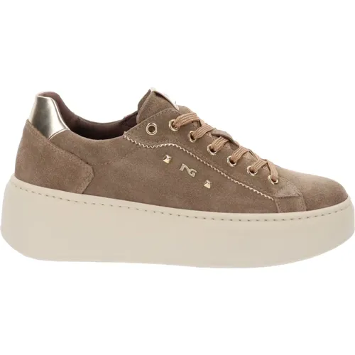 Leather Lace-Up Sneakers for Women , female, Sizes: 2 UK, 7 UK, 4 UK - Nerogiardini - Modalova