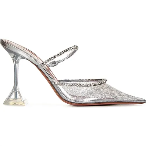 Silver Glitter PVC Heel Sandals , female, Sizes: 6 UK - Amina Muaddi - Modalova