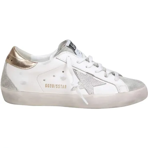 Weiße Kristall Leder Sneakers - Golden Goose - Modalova