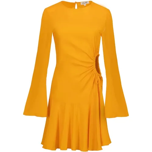 Silk Dress with Tangerine Cutouts , female, Sizes: L, M, S - Jaaf - Modalova