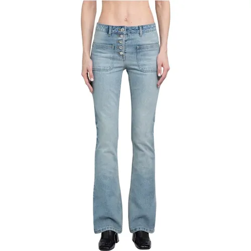 Blaue Denim Bootcut Hose , Damen, Größe: L - Courrèges - Modalova