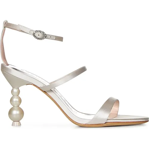 Ivory Satin Sandals with Pearl Heels , female, Sizes: 3 UK, 5 UK - Sophia Webster - Modalova