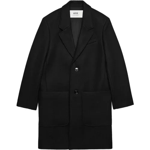 Wool Coat with Turn-Up Collar , male, Sizes: M, S - Ami Paris - Modalova