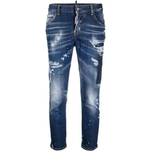 Blau & Grün Slim-fit Denim Jeans , Damen, Größe: S - Dsquared2 - Modalova