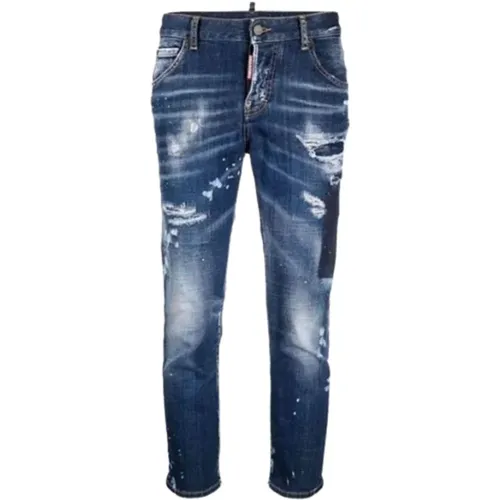 Blau & Grün Slim-fit Denim Jeans , Damen, Größe: XS - Dsquared2 - Modalova