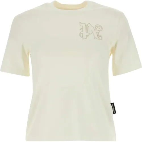 Ivory Baumwoll T-Shirt,T-Shirts - Palm Angels - Modalova