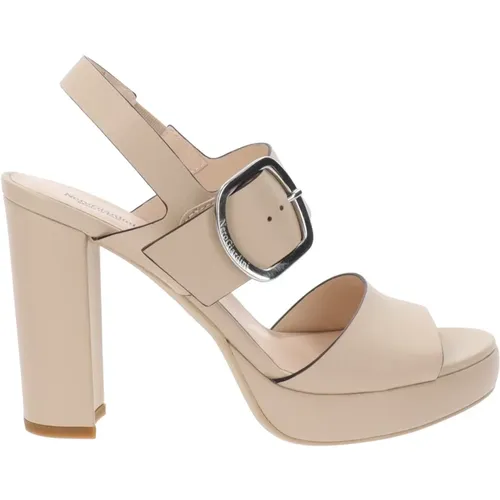 Leather High Heel Shoes with Buckle Closure , female, Sizes: 4 UK, 3 UK - Nerogiardini - Modalova