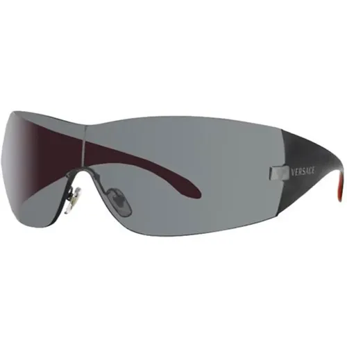 Black Gunmetal/Grey Sunglasses,White/Grey Shaded Sunglasses - Versace - Modalova