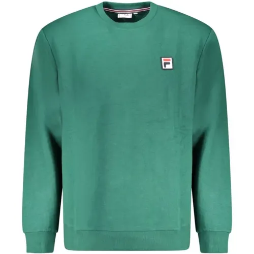 Grüner Baumwoll-Sweatshirt mit Logo-Applikation , Herren, Größe: 2XL - Fila - Modalova