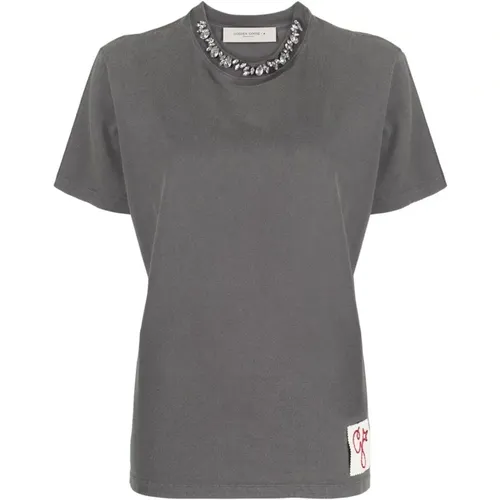 Womens Clothing T-Shirts Polos Grey Ss24 , female, Sizes: S, XS, L, M - Golden Goose - Modalova