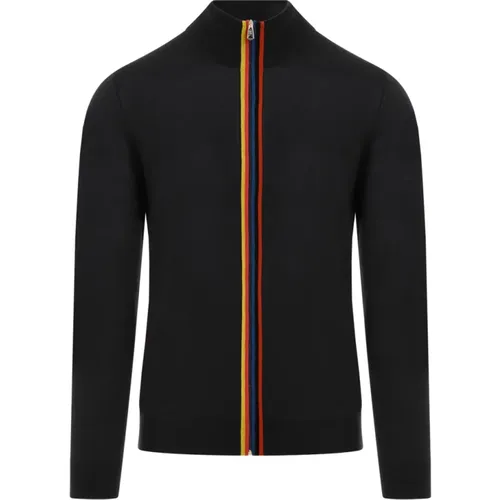 Wool Zip Cardigan Anthracite , male, Sizes: L - PS By Paul Smith - Modalova