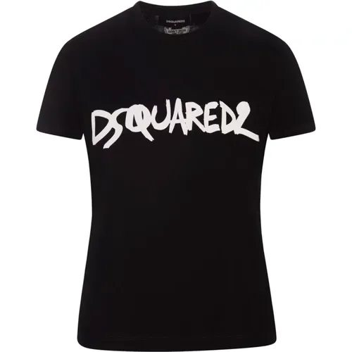 Cotton Jersey T-shirt with Printed Lettering , female, Sizes: XS, S, L, M - Dsquared2 - Modalova