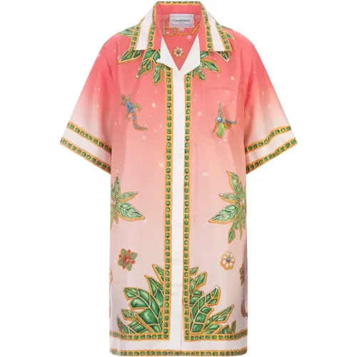 Pink Silk Twill Shirt Dress , female, Sizes: S, 2XS, XS - Casablanca - Modalova