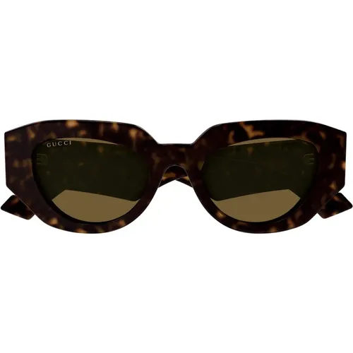 Grüne Acetat Sonnenbrille mit Braunen Gläsern - Gucci - Modalova