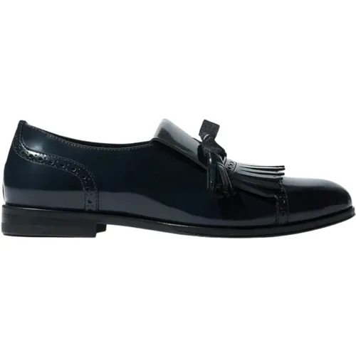 Lucy Loafers - Blaues Kalbsleder Semi Brogue - Scarosso - Modalova