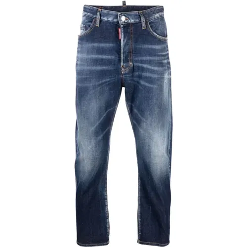Blaue Jeans mit 3,5 cm Absatz , Herren, Größe: M - Dsquared2 - Modalova