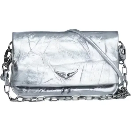 Rock Nano Metallic Leder Clutch Tasche , Damen, Größe: ONE Size - Zadig & Voltaire - Modalova