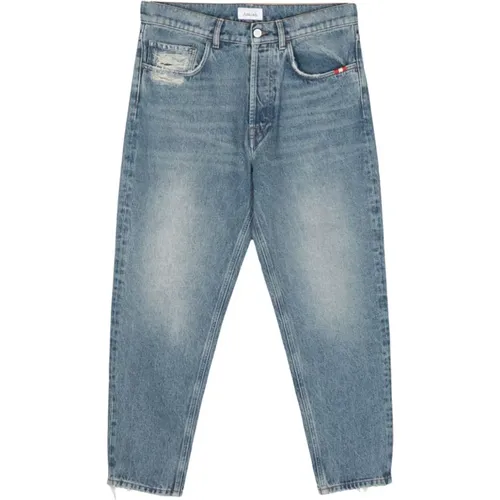 Blaue Denim Jeans Straight Leg , Herren, Größe: W30 - Amish - Modalova