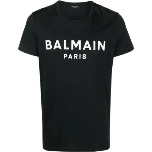 Eco-designed T-shirt with logo print , male, Sizes: M - Balmain - Modalova
