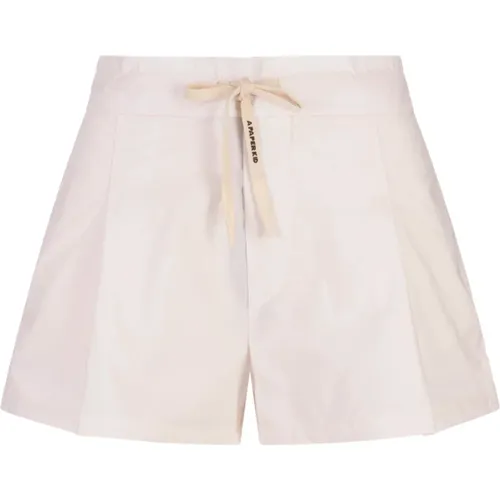 Weiße Baumwoll-Popeline-Shorts mit elastischem Bund - A Paper Kid - Modalova