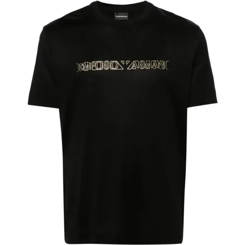 Schwarzes T-Shirt mit kurzem Ärmel und Logo , Herren, Größe: M - Emporio Armani - Modalova