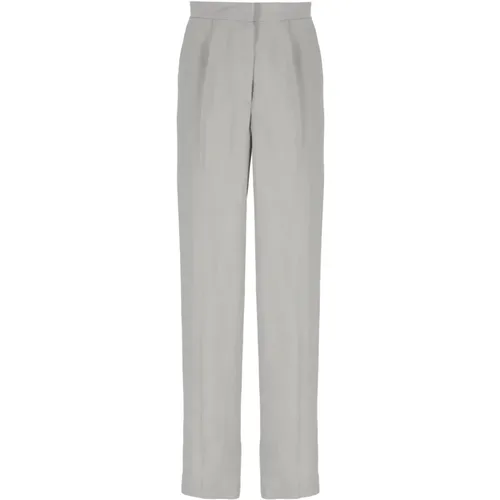 Grey Linen Blend Pants for Woman , female, Sizes: M - Antonelli Firenze - Modalova