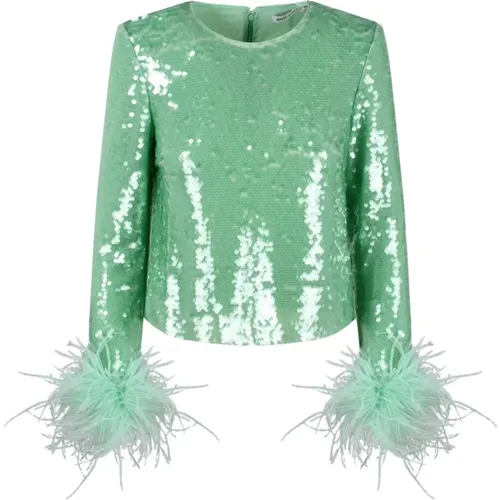 Mint Sequin Feather TOP , female, Sizes: S - Self Portrait - Modalova