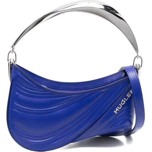 Elektrisch Blaue Geprägte Tote Tasche - Mugler - Modalova