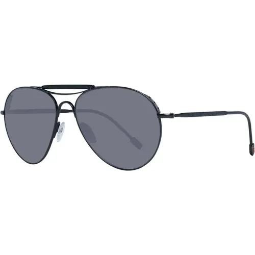 Schwarze Aviator Sonnenbrille mit Grauen Gläsern - Ermenegildo Zegna - Modalova