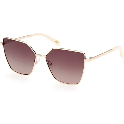 Golden Frame Brown Polarized Sunglasses , female, Sizes: 58 MM - Skechers - Modalova