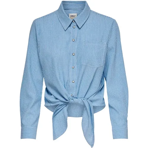 Onllecey LS Stripe Knot DNM Shirt Cloud Dancer/MEDIUM | Freewear Blauw - Only - Modalova