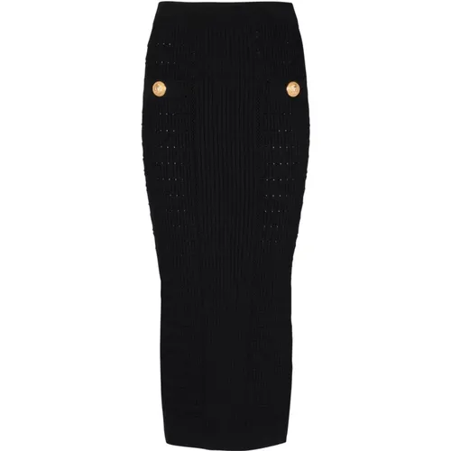 Midi knit skirt , female, Sizes: S, M - Balmain - Modalova