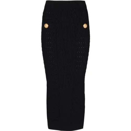 Midi knit skirt , female, Sizes: S, XS, M - Balmain - Modalova