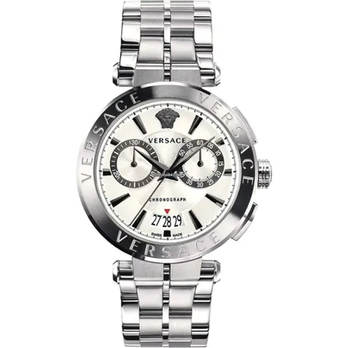 Chronograph Silber Stahl Weißes Zifferblatt Uhr - Versace - Modalova
