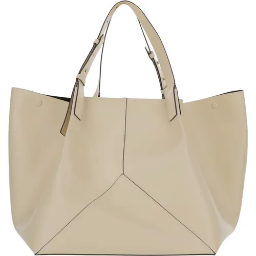 Logo Lederhandtasche mit Verstellbaren Henkeln - Victoria Beckham - Modalova