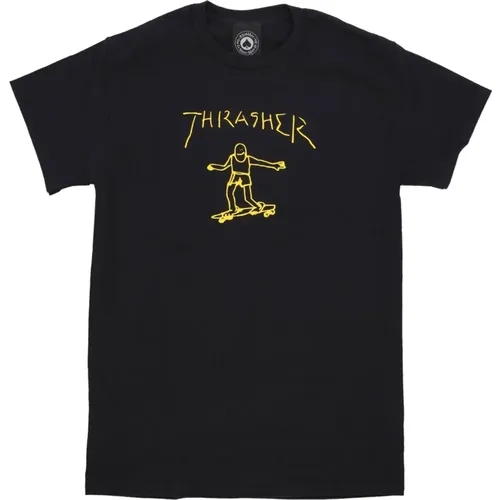 Logo Print Tee Schwarz/Gelb Baumwolle , unisex, Größe: M - Thrasher - Modalova