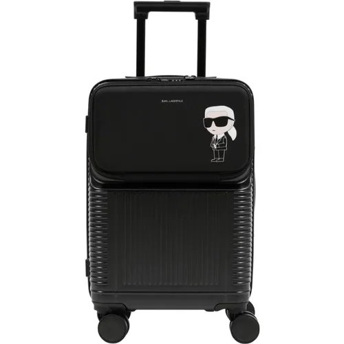 Iconik Zip Suitcase with Logo , male, Sizes: ONE SIZE - Karl Lagerfeld - Modalova